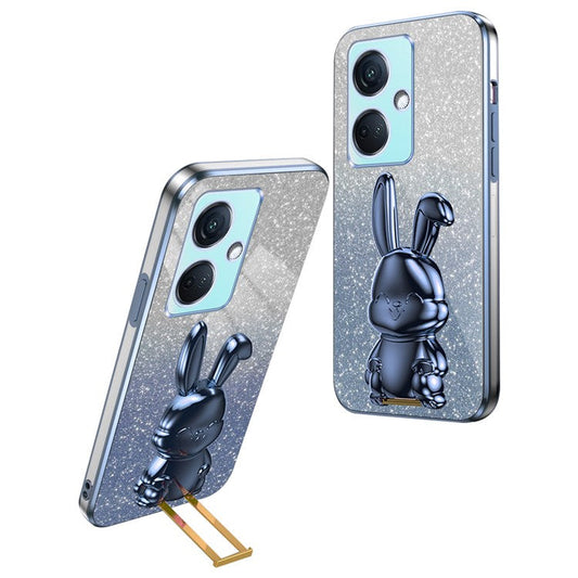 For OnePlus Nord CE3 5G / Oppo K11 5G Cartoon Rabbit Cover Support Kickstand Phone Protective Case - Blue