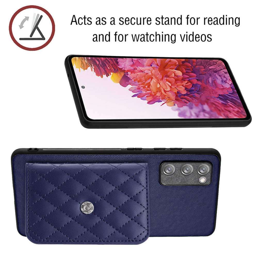 YB Leather Coating Series-8 For Samsung Galaxy S20 FE/ S20 FE 5G / S20 Lite / S20 FE 2022 Case Card Bag Phone Cover - Sapphire