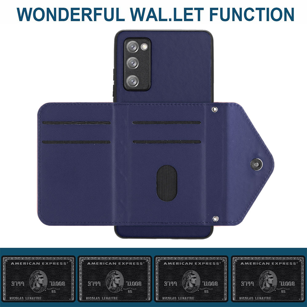 YB Leather Coating Series-8 For Samsung Galaxy S20 FE/ S20 FE 5G / S20 Lite / S20 FE 2022 Case Card Bag Phone Cover - Sapphire