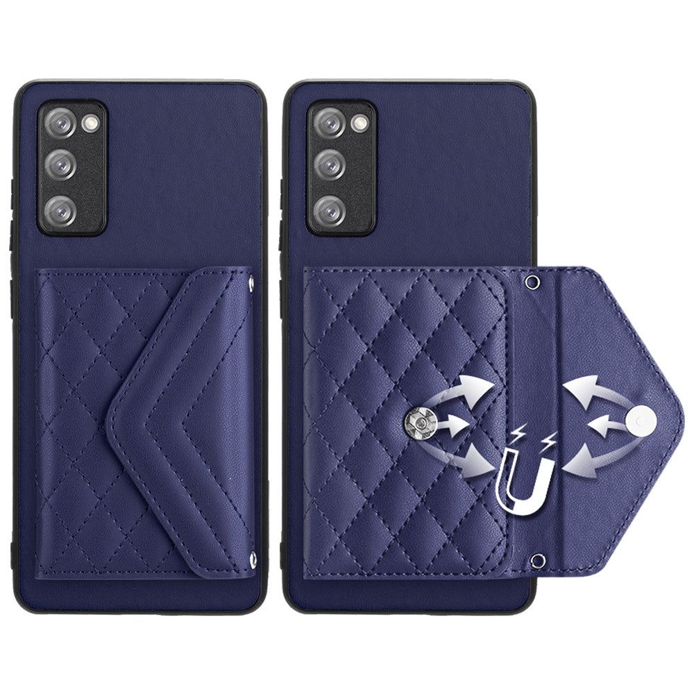 YB Leather Coating Series-8 For Samsung Galaxy S20 FE/ S20 FE 5G / S20 Lite / S20 FE 2022 Case Card Bag Phone Cover - Sapphire