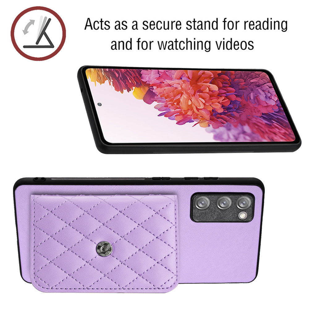 YB Leather Coating Series-8 For Samsung Galaxy S20 FE/ S20 FE 5G / S20 Lite / S20 FE 2022 Case Card Bag Phone Cover - Purple
