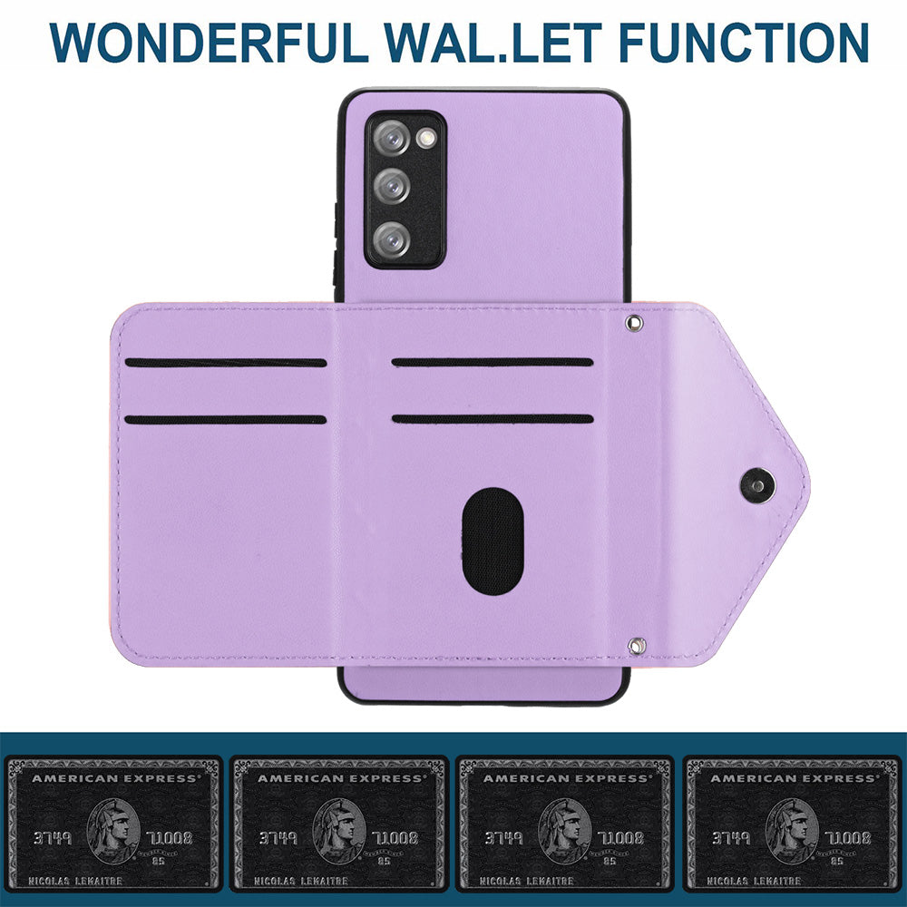 YB Leather Coating Series-8 For Samsung Galaxy S20 FE/ S20 FE 5G / S20 Lite / S20 FE 2022 Case Card Bag Phone Cover - Purple
