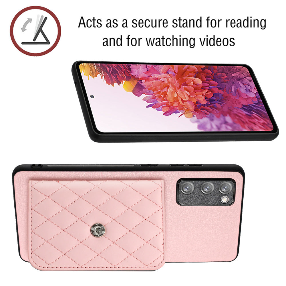 YB Leather Coating Series-8 For Samsung Galaxy S20 FE/ S20 FE 5G / S20 Lite / S20 FE 2022 Case Card Bag Phone Cover - Pink