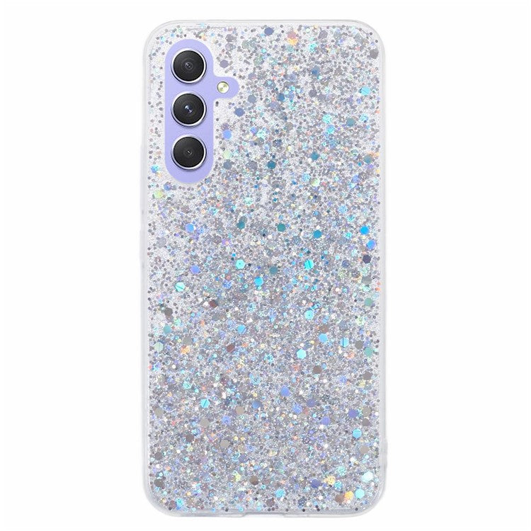 For Samsung Galaxy A15 4G / 5G Case Bump Proof Glittery Phone TPU Cover - Silver