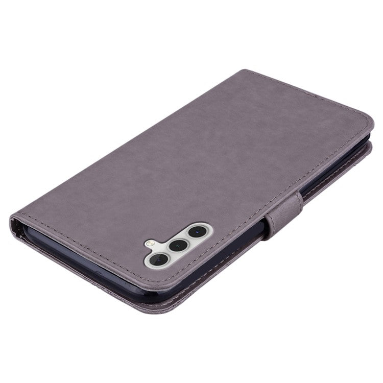 For Samsung Galaxy S24+ Case Rhinestone PU Leather Phone Cover with Wallet Stand - Grey