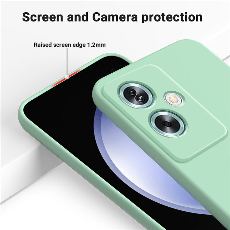 For OnePlus Nord N30 SE 5G Liquid Silicone Case Fiber Lining Phone Cover with Strap - Green