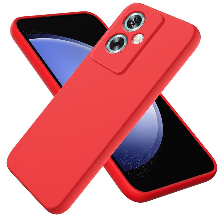 For OnePlus Nord N30 SE 5G Liquid Silicone Case Fiber Lining Phone Cover with Strap - Red