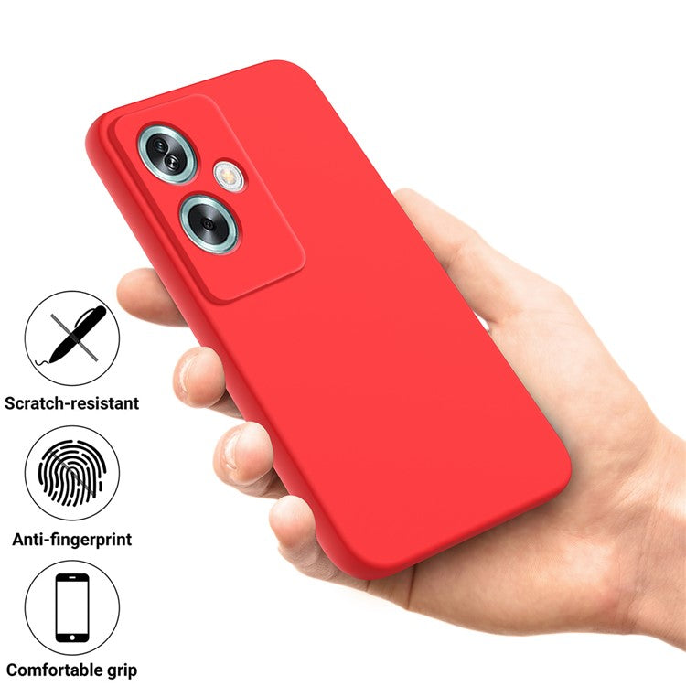 For OnePlus Nord N30 SE 5G Liquid Silicone Case Fiber Lining Phone Cover with Strap - Red