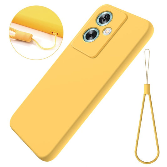 For OnePlus Nord N30 SE 5G Liquid Silicone Case Fiber Lining Phone Cover with Strap - Yellow