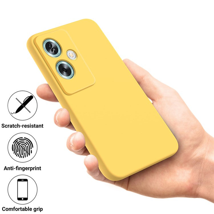 For OnePlus Nord N30 SE 5G Liquid Silicone Case Fiber Lining Phone Cover with Strap - Yellow