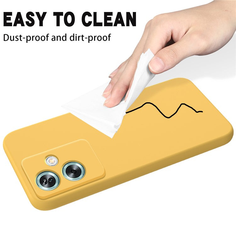 For OnePlus Nord N30 SE 5G Liquid Silicone Case Fiber Lining Phone Cover with Strap - Yellow