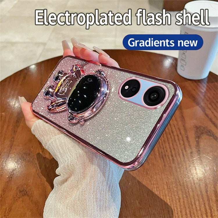Phone Case for Oppo A1 Pro 5G / Reno8 T 5G PC+TPU Glitter Astronaut Kickstand Cover - Pink