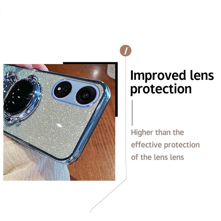 Phone Case for Oppo A1 Pro 5G / Reno8 T 5G PC+TPU Glitter Astronaut Kickstand Cover - Silver