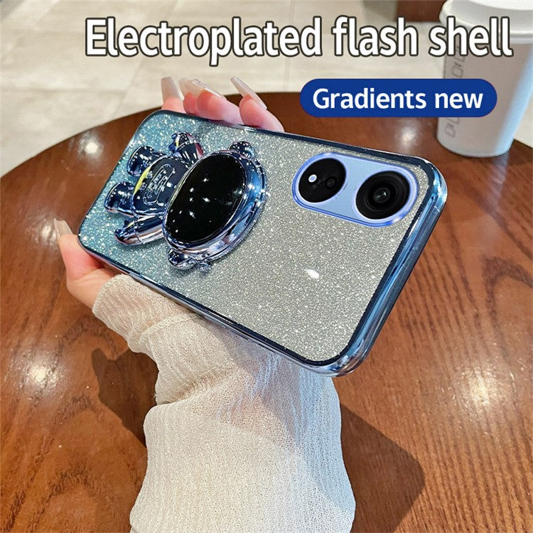 Phone Case for Oppo A1 Pro 5G / Reno8 T 5G PC+TPU Glitter Astronaut Kickstand Cover - Blue