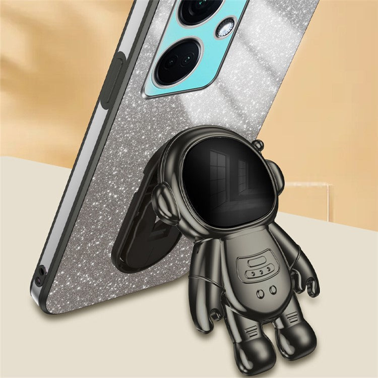 For OnePlus Nord CE3 5G / Oppo K11 5G Shockproof Phone Case Kickstand Electroplating PC+TPU Phone Cover - Black