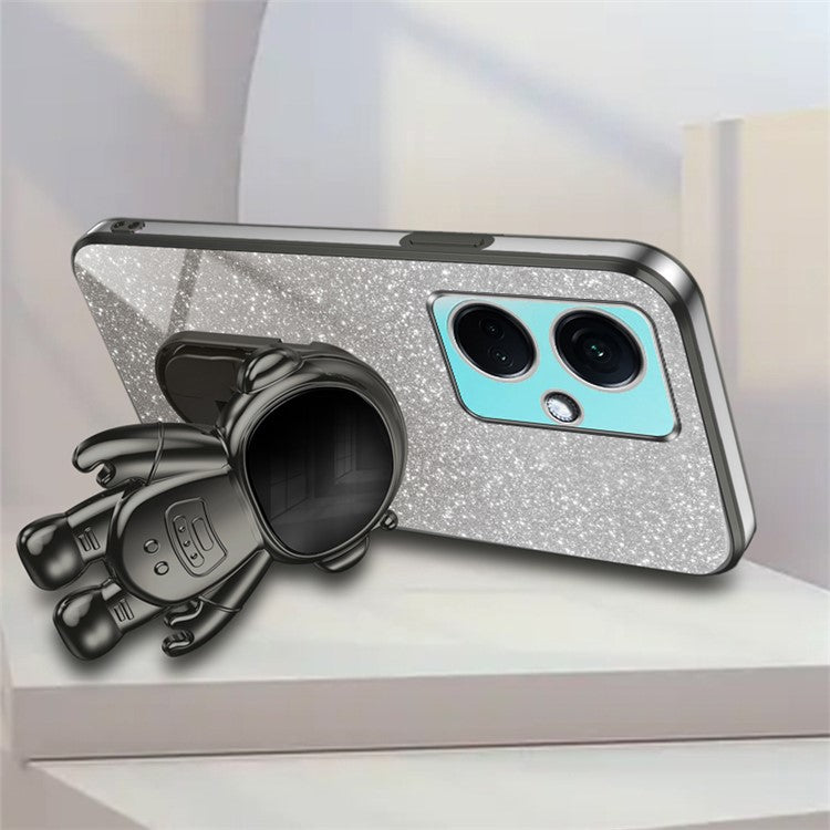 For OnePlus Nord CE3 5G / Oppo K11 5G Shockproof Phone Case Kickstand Electroplating PC+TPU Phone Cover - Black