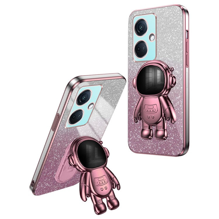 For OnePlus Nord CE3 5G / Oppo K11 5G Shockproof Phone Case Kickstand Electroplating PC+TPU Phone Cover - Pink