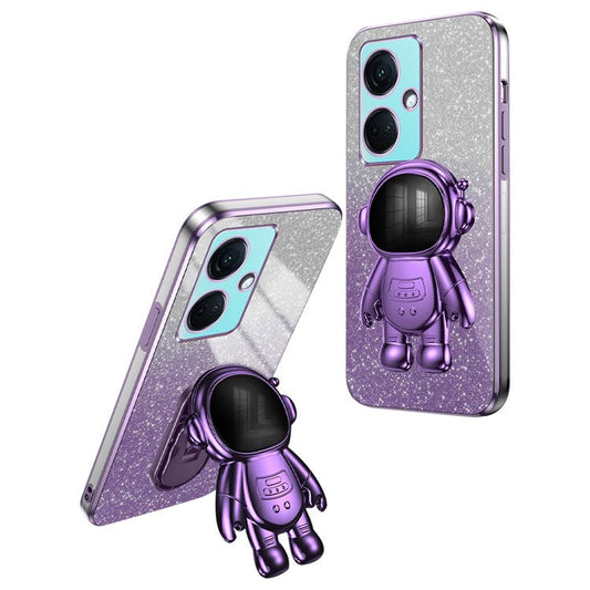 For OnePlus Nord CE3 5G / Oppo K11 5G Shockproof Phone Case Kickstand Electroplating PC+TPU Phone Cover - Purple