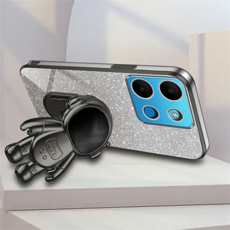 For Infinix Smart 7 4G  /  Tecno Spark Go 2023 4G Case Anti-Shock Cell Phone Case PC+TPU Kickstand - Black