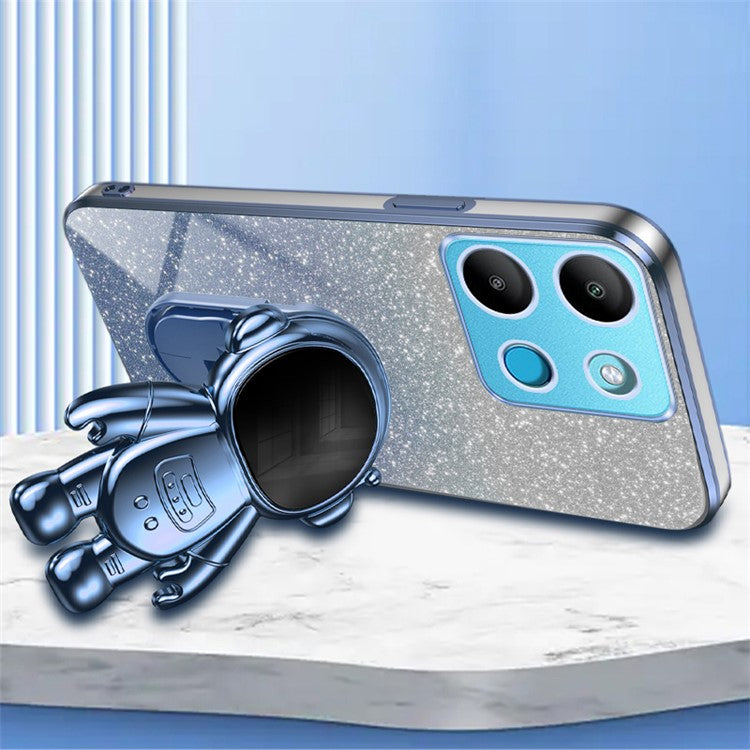 For Infinix Smart 7 4G  /  Tecno Spark Go 2023 4G Case Anti-Shock Cell Phone Case PC+TPU Kickstand - Blue