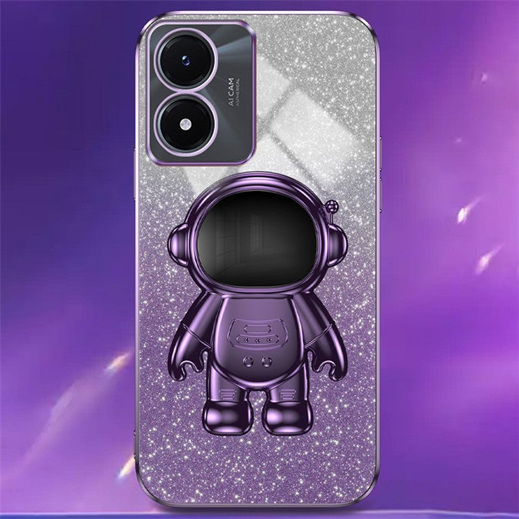 Phone Case for vivo Y02s 4G Astronaut Kickstand PC+TPU Cover Slim-Fit Phone Shell - Purple