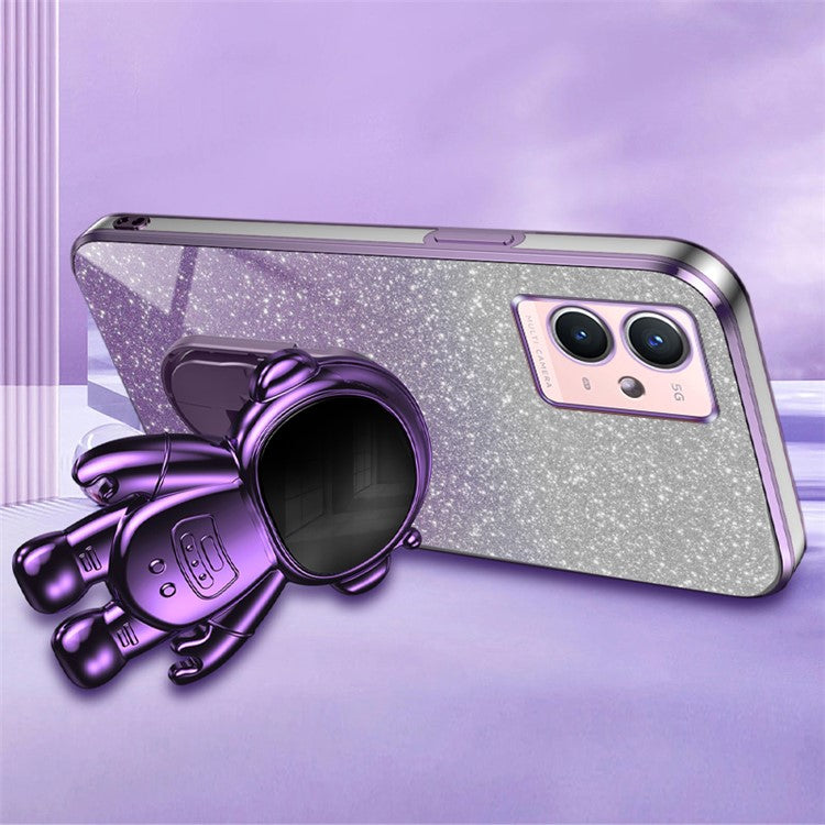 For vivo Y33s 5G / Y75 5G / Y55 5G Shockproof Phone Case Kickstand PC+TPU Phone Cover Shell - Purple