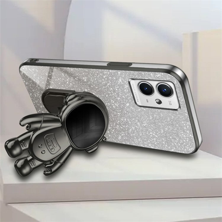 For vivo Y33s 5G / Y75 5G / Y55 5G Shockproof Phone Case Kickstand PC+TPU Phone Cover Shell - Black