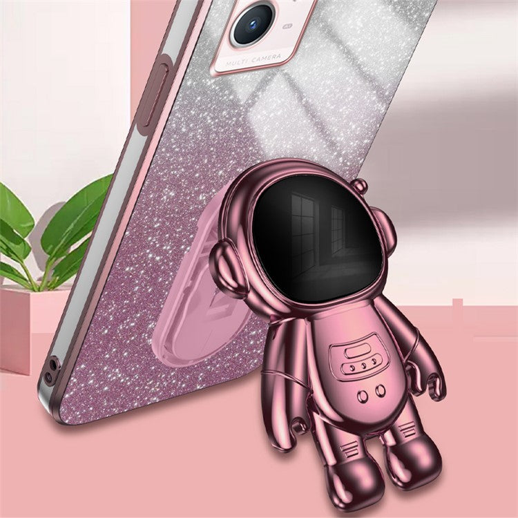 For vivo Y33s 5G / Y75 5G / Y55 5G Shockproof Phone Case Kickstand PC+TPU Phone Cover Shell - Pink