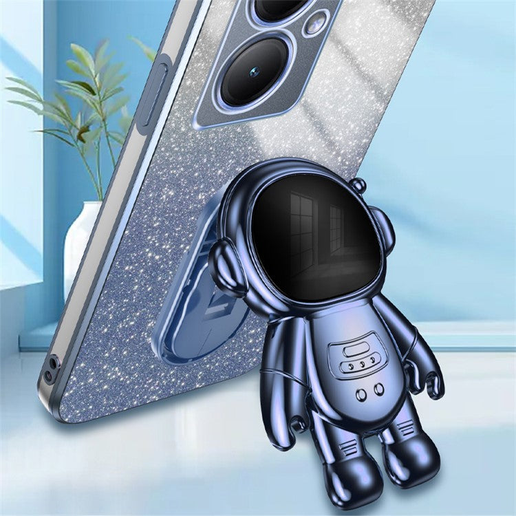 Dustproof Phone Case for vivo Y35m+ 5G / Y35+ 5G / Y27 4G Cover Stable Kickstand PC+TPU Phone Shell - Blue