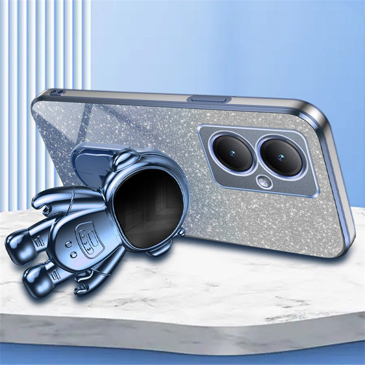 Dustproof Phone Case for vivo Y35m+ 5G / Y35+ 5G / Y27 4G Cover Stable Kickstand PC+TPU Phone Shell - Blue