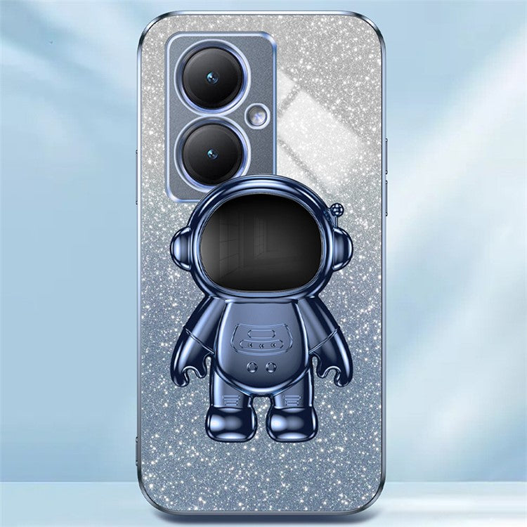 Dustproof Phone Case for vivo Y35m+ 5G / Y35+ 5G / Y27 4G Cover Stable Kickstand PC+TPU Phone Shell - Blue