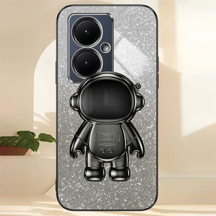 Dustproof Phone Case for vivo Y35m+ 5G / Y35+ 5G / Y27 4G Cover Stable Kickstand PC+TPU Phone Shell - Black