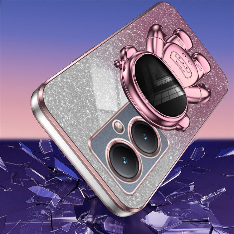 Dustproof Phone Case for vivo Y35m+ 5G / Y35+ 5G / Y27 4G Cover Stable Kickstand PC+TPU Phone Shell - Pink