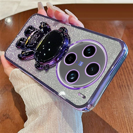 Phone Shell for vivo X100 5G Astronaut Kickstand PC+TPU Cover Anti-Scratch Phone Case - Purple