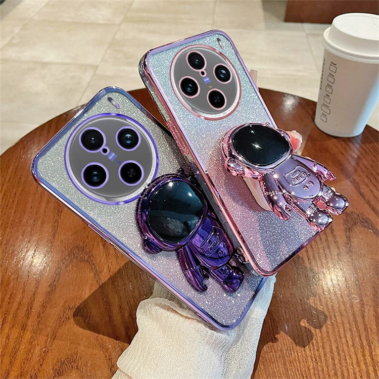 Drop Protection Cover for vivo X100 Pro 5G Astronaut Kickstand PC+TPU Case Anti-Scratch Phone Shell - Purple