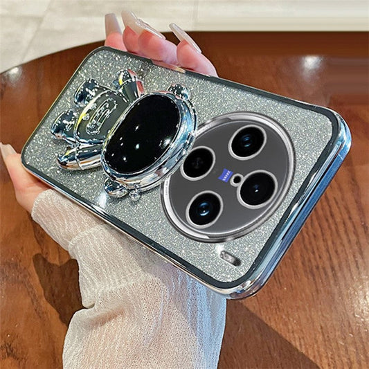 Drop Protection Cover for vivo X100 Pro 5G Astronaut Kickstand PC+TPU Case Anti-Scratch Phone Shell - Silver