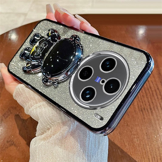 Drop Protection Cover for vivo X100 Pro 5G Astronaut Kickstand PC+TPU Case Anti-Scratch Phone Shell - Black