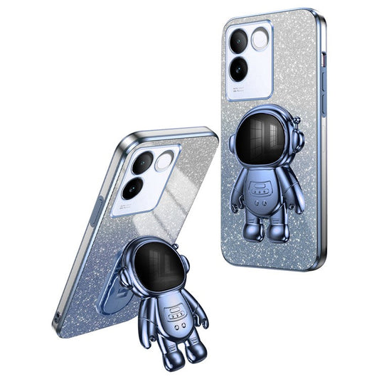 Cell Phone Case for vivo S17e 5G Astronaut Kickstand Hard PC+Soft TPU Cover Phone Shell - Blue