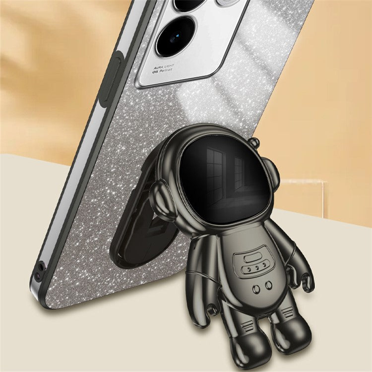 Cell Phone Case for vivo S17e 5G Astronaut Kickstand Hard PC+Soft TPU Cover Phone Shell - Black