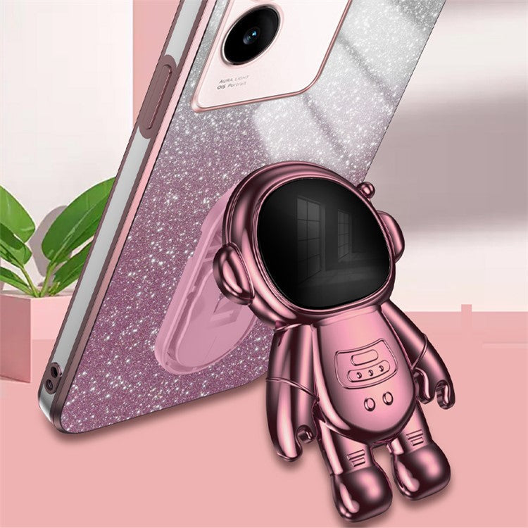 Cell Phone Case for vivo S17e 5G Astronaut Kickstand Hard PC+Soft TPU Cover Phone Shell - Pink