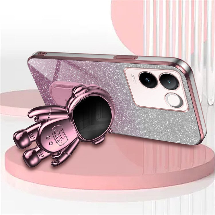 Cell Phone Case for vivo S17e 5G Astronaut Kickstand Hard PC+Soft TPU Cover Phone Shell - Pink