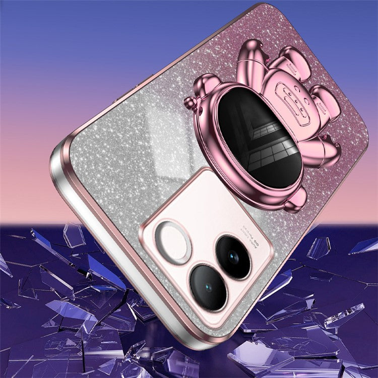 Cell Phone Case for vivo S17e 5G Astronaut Kickstand Hard PC+Soft TPU Cover Phone Shell - Pink