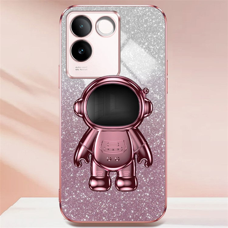 Cell Phone Case for vivo S17e 5G Astronaut Kickstand Hard PC+Soft TPU Cover Phone Shell - Pink