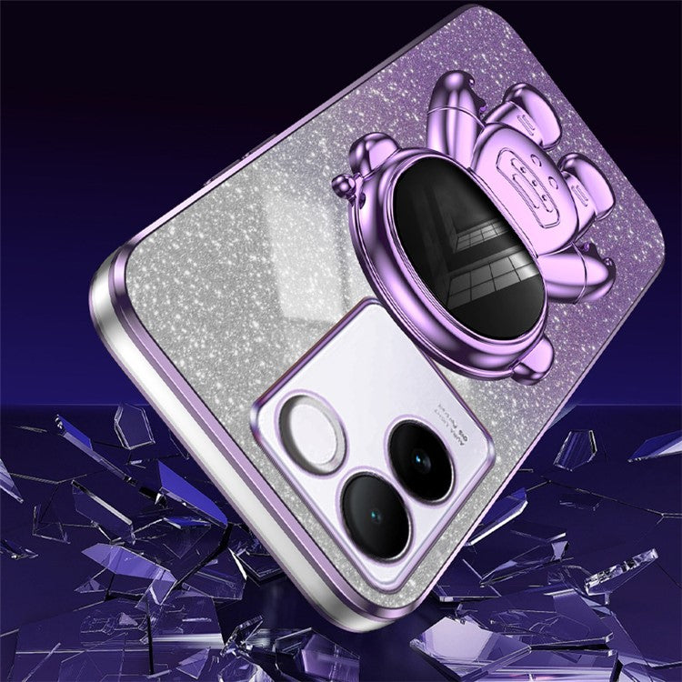 Cell Phone Case for vivo S17e 5G Astronaut Kickstand Hard PC+Soft TPU Cover Phone Shell - Purple