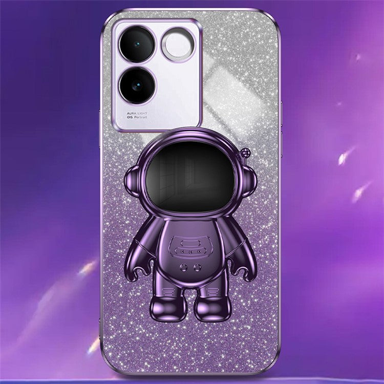 Cell Phone Case for vivo S17e 5G Astronaut Kickstand Hard PC+Soft TPU Cover Phone Shell - Purple