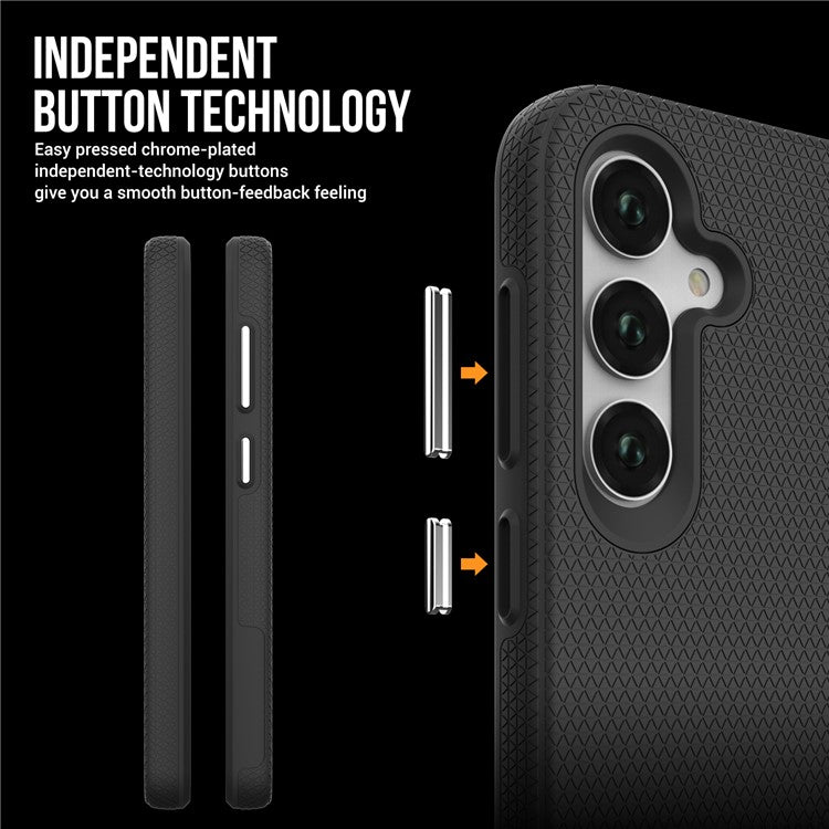 Phone Case for Samsung Galaxy A55 5G Shell Drop-resistant TPU+PC Back Cover - Black