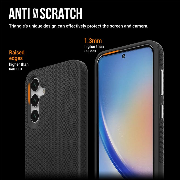 Phone Case for Samsung Galaxy A55 5G Shell Drop-resistant TPU+PC Back Cover - Black
