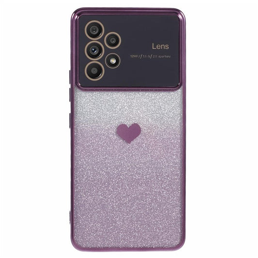 For Samsung Galaxy A53 5G Soft TPU Cover Sparkly Glitter Protective Phone Case - Dark Purple