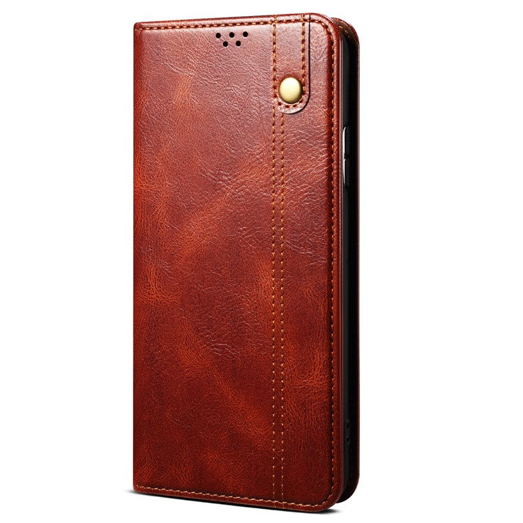 For vivo S18 5G / V30 5G Case Waxy Crazy Horse Texture Full Protection Phone Cover - Brown