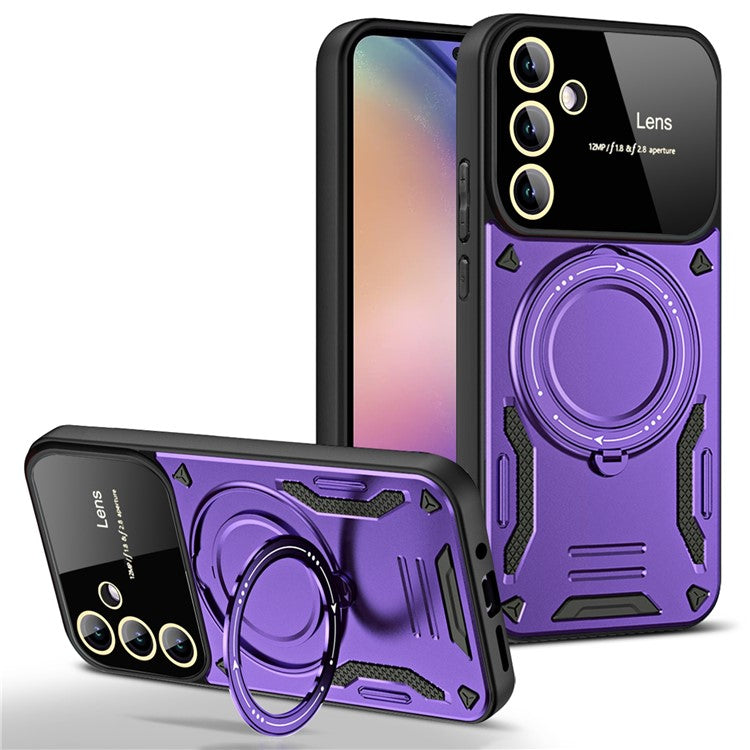 For Samsung Galaxy A55 5G Case Compatible with MagSafe PC+TPU Kickstand Phone Cover - Purple
